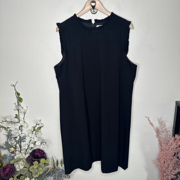 J. CREW Ruffleneck Sleeveless Suit Dress Black Sz 20 {L6} - Picture 4 of 8